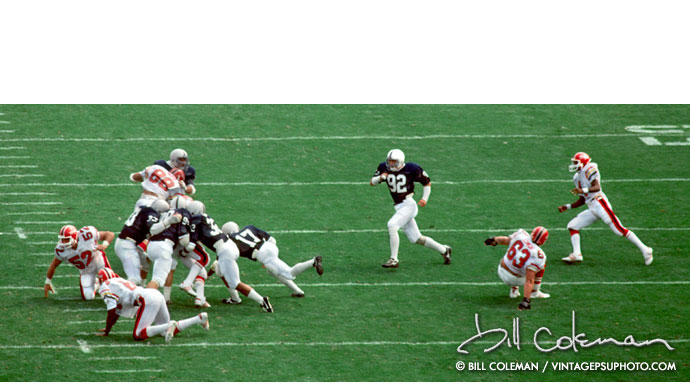 panoramic view of a football play 1982