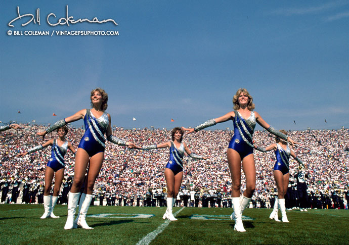 the blue band twirlers performing at halftime 1984